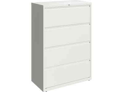 Hirsh HL10000 Series 4-Drawer Lateral File Cabinet, Locking, Letter/Legal, White, 36 (23702)