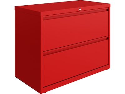 Hirsh HL10000 Series 2-Drawer Lateral File Cabinet, Locking, Letter/Legal, Lava Red, 36 (24249)