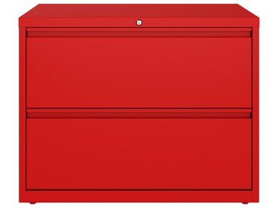 Hirsh HL10000 Series 2-Drawer Lateral File Cabinet, Locking, Letter/Legal, Lava Red, 36" (24249)