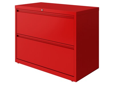 Hirsh HL10000 Series 2-Drawer Lateral File Cabinet, Locking, Letter/Legal, Lava Red, 36" (24249)