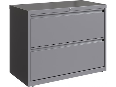 Hirsh HL10000 Series 2-Drawer Lateral File Cabinet, Locking, Letter/Legal, Arctic Silver, 36 (23744