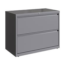 Hirsh HL10000 Series 2-Drawer Lateral File Cabinet, Locking, Letter/Legal, Arctic Silver, 36 (23744