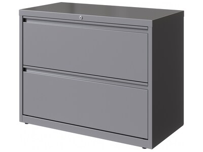 Hirsh HL10000 Series 2-Drawer Lateral File Cabinet, Locking, Letter/Legal, Arctic Silver, 36" (23744)