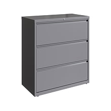 Hirsh HL10000 Series 3-Drawer Lateral File Cabinet, Locking, Letter/Legal, Arctic Silver, 36 (23745