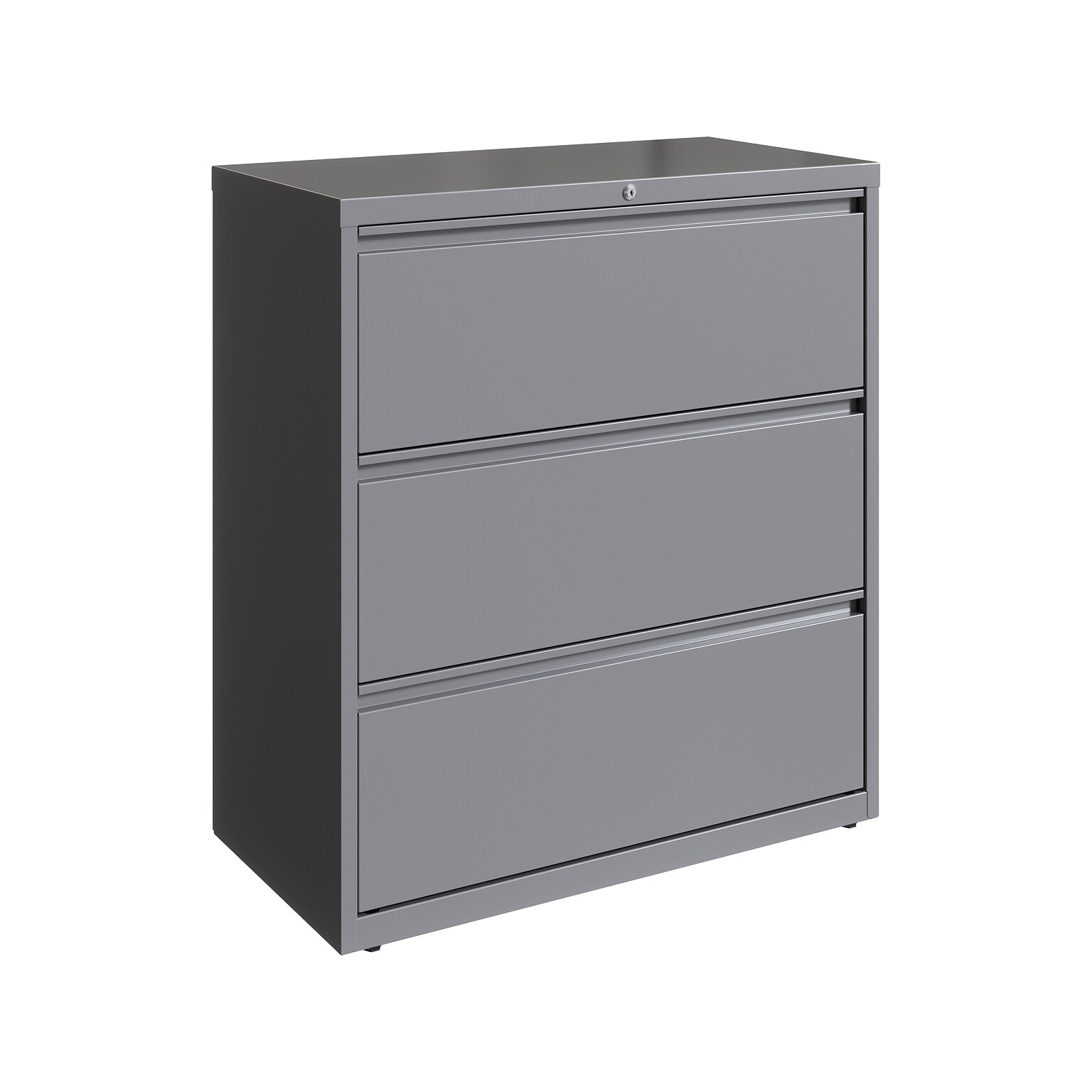 Hirsh HL10000 Series 3-Drawer Lateral File Cabinet, Locking, Letter/Legal, Arctic Silver, 36 (23745)