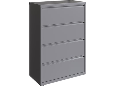 Hirsh HL10000 Series 4-Drawer Lateral File Cabinet, Locking, Letter/Legal, Arctic Silver, 36 (23746