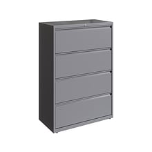 Hirsh HL10000 Series 4-Drawer Lateral File Cabinet, Locking, Letter/Legal, Arctic Silver, 36 (23746