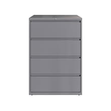 Hirsh HL10000 Series 4-Drawer Lateral File Cabinet, Locking, Letter/Legal, Arctic Silver, 36 (23746