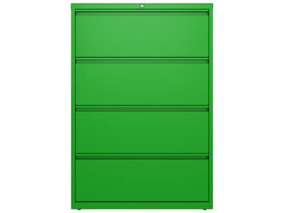 Hirsh HL10000 Series 4-Drawer Lateral File Cabinet, Locking, Letter/Legal, Screaming Green, 36" (24256)