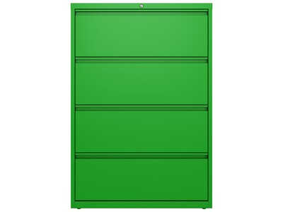 Hirsh HL10000 Series 4-Drawer Lateral File Cabinet, Locking, Letter/Legal, Screaming Green, 36 (242