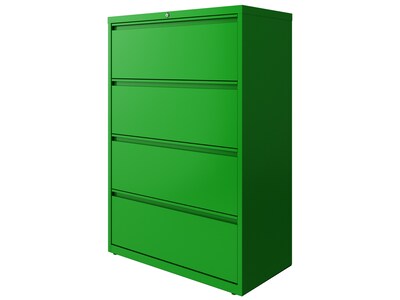 Hirsh HL10000 Series 4-Drawer Lateral File Cabinet, Locking, Letter/Legal, Screaming Green, 36" (24256)