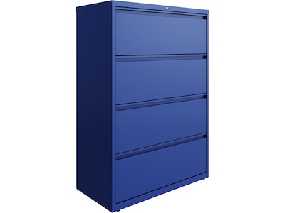 Hirsh HL10000 Series 4-Drawer Lateral File Cabinet, Locking, Letter/Legal, Classic Blue, 36 (24257)