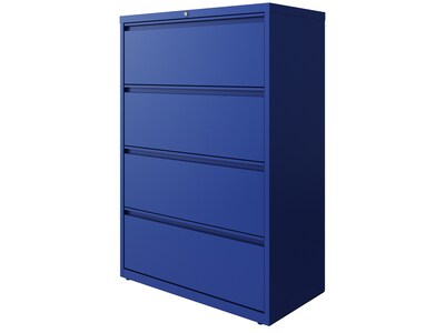 Hirsh HL10000 Series 4-Drawer Lateral File Cabinet, Locking, Letter/Legal, Classic Blue, 36" (24257)