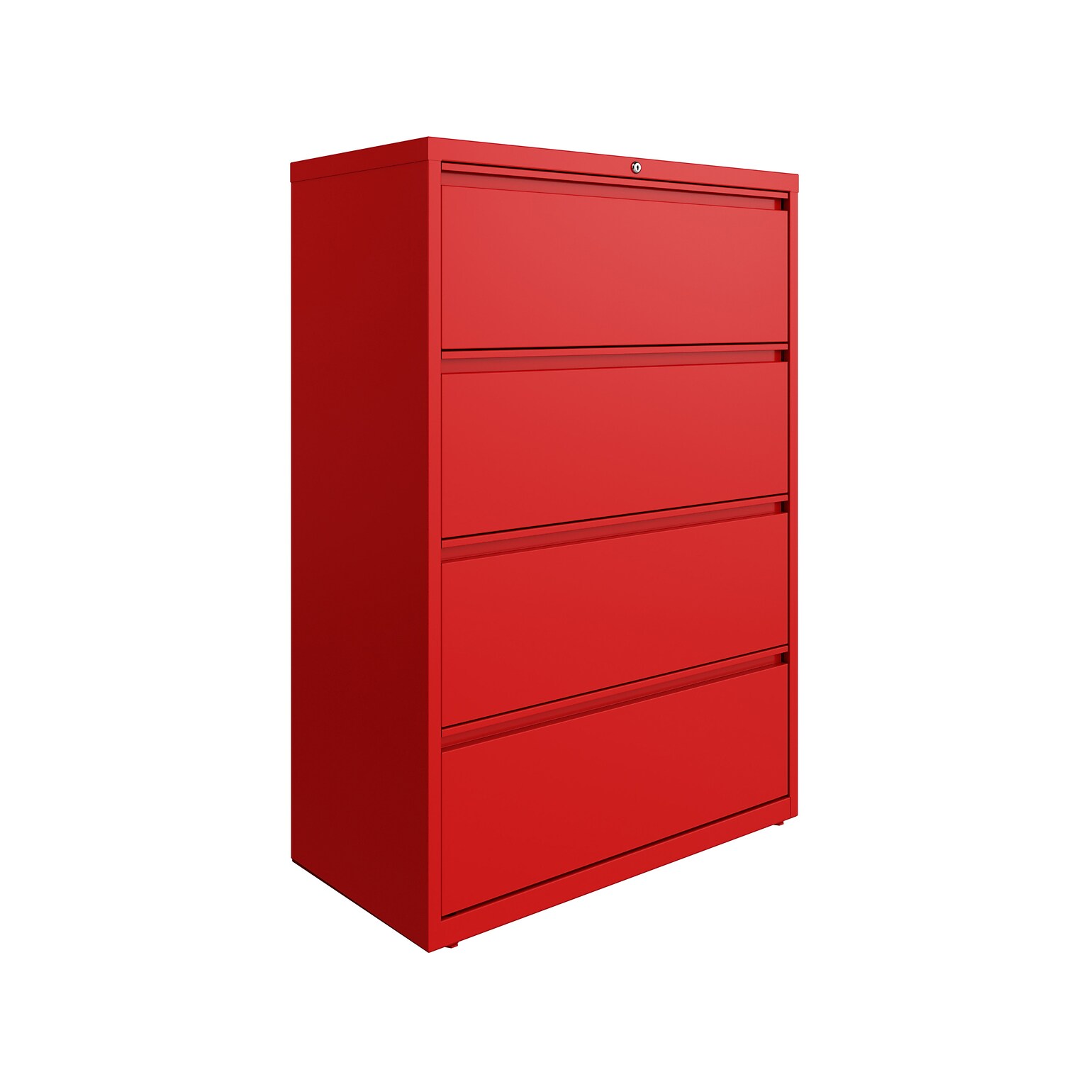 Hirsh HL10000 Series 4-Drawer Lateral File Cabinet, Locking, Letter/Legal, Lava Red, 36 (24255)