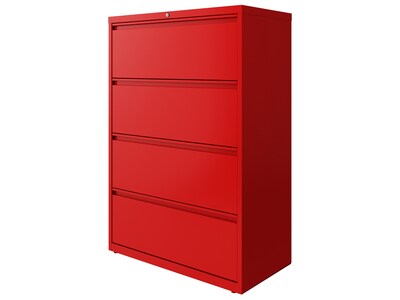 Hirsh HL10000 Series 4-Drawer Lateral File Cabinet, Locking, Letter/Legal, Lava Red, 36" (24255)
