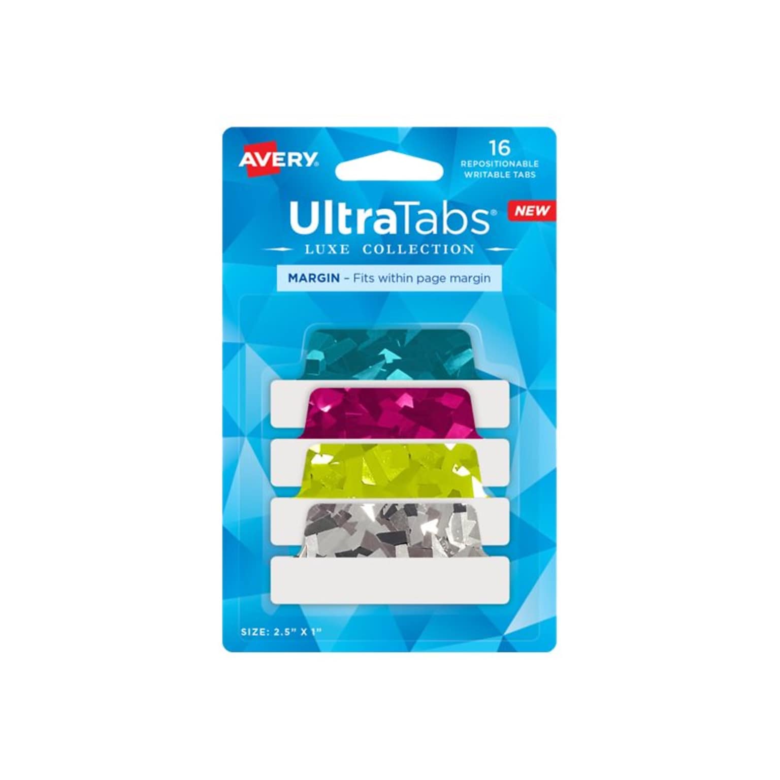 Avery UltraTabs Luxe Collection Write & Erase Margin Tabs, Assorted Colors, 16 Tabs/Pack (74147)