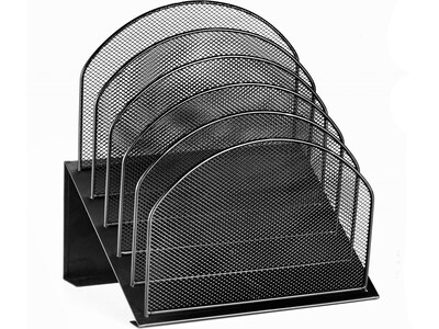 AdirOffice 5-Compartment Steel Mesh File Organizer, Black (634-01-BLK)