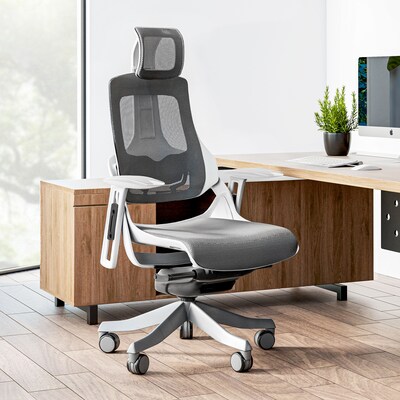 Techni Mobili Lux Ergonomic Mesh Swivel Executive Chair, Gray/Black (RTA-1818C-GRY)