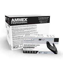 Ammex Professional Series Powder Free Nitrile Exam Gloves, Latex Free, XL, Black, 100/Box, 10/Carton