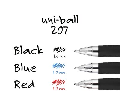 Uni-Ball Pink Ribbon 207 Retractable Gel Pen Medium Point Black Ink 12-Count