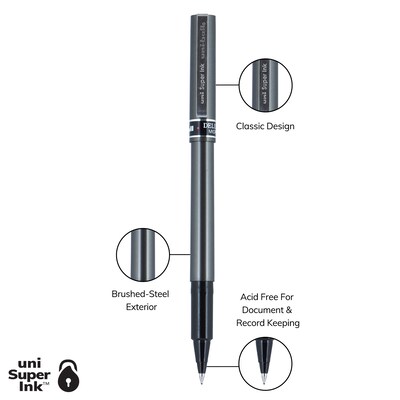 uni-ball DELUXE Rollerball Pens, Micro Point, Red Ink, Dozen (60026)