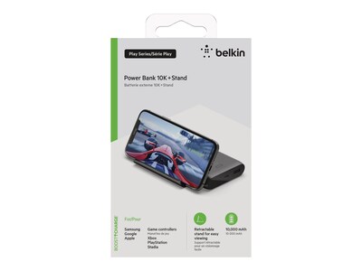 Belkin BOOST CHARGE USB Power Bank with Stand for Most Smartphones, 10000mAh, Black (BPZ002BTBK)