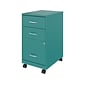 Space Solutions 3-Drawer Mobile Vertical File Cabinet, Letter Size, Lockable, 26.7"H x 14.25"W x 18"D, Teal (24431)