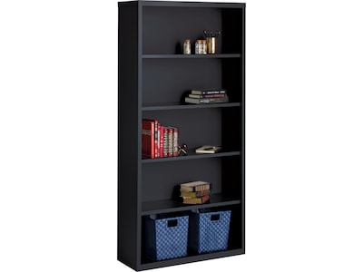 Hirsh HL8000 Series 72H 5-Shelf Bookcase with Adjustable Shelves, Black Steel (21996)