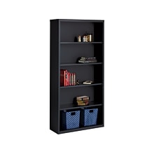 Hirsh HL8000 Series 72H 5-Shelf Bookcase with Adjustable Shelves, Black Steel (21996)