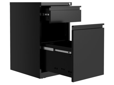 Hirsh 2-Drawer Mobile Vertical File Cabinet, Letter Size, Lockable, 27.75"H x 15"W x 19.88"D, Black (25032)