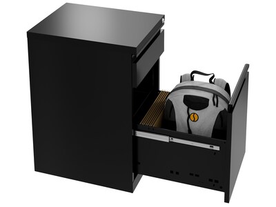 Hirsh 2-Drawer Mobile Vertical File Cabinet, Letter Size, Lockable, 27.75"H x 15"W x 19.88"D, Black (25032)