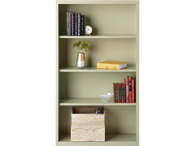 Hirsh HL8000 Series 60"H 4-Shelf Bookcase with Adjustable Shelves, Putty Steel (21992)