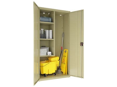 Hirsh 72" Steel Janitorial Storage Cabinet with 3 Shelves, Putty (24032)