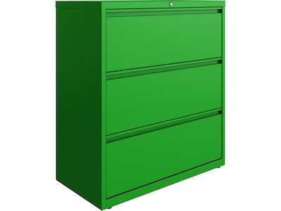 Hirsh HL10000 Series 3-Drawer Lateral File Cabinet, Locking, Letter/Legal, Screaming Green, 36 (242