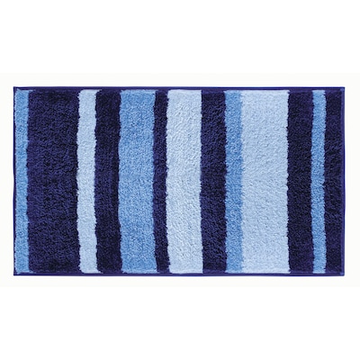 InterDesign Stripz Rug 34L x 21W Microfiber Surf Blue (18913)