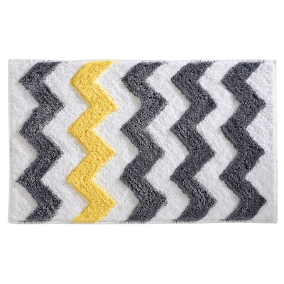 InterDesign Chevron Rug 34L x 21W Microfiber Gray/Yellow (19050)