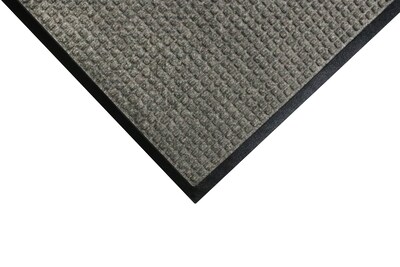 M+A Matting WaterHog Squares Classic Mat, Universal Cleated, 4 x 10, Medium Grey (20057410070)