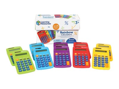 Learning Resources Rainbow 8-Digit Calculators, Assorted Colors, 10/Pack (LER0014)