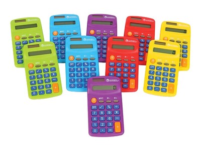 Learning Resources Rainbow 8-Digit Calculators, Assorted Colors, 10/Pack (LER0014)