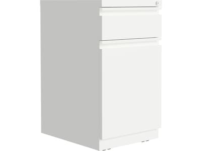 Hirsh 2-Drawer Mobile Vertical File Cabinet, Letter Size, Lockable, 27.75H x 15W x 19.88D, White
