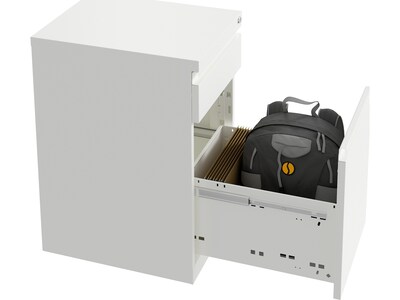 Hirsh 2-Drawer Mobile Vertical File Cabinet, Letter Size, Lockable, 27.75"H x 15"W x 19.88"D, White (25033)