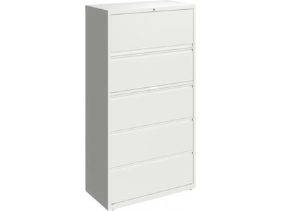 Hirsh HL10000 Series 5-Drawer Lateral File Cabinet, Locking, Letter/Legal, White, 36 (23703)