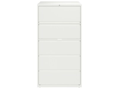 Hirsh HL10000 Series 5-Drawer Lateral File Cabinet, Locking, Letter/Legal, White, 36" (23703)