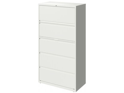Hirsh HL10000 Series 5-Drawer Lateral File Cabinet, Locking, Letter/Legal, White, 36" (23703)