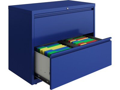 Hirsh HL10000 Series 2-Drawer Lateral File Cabinet, Locking, Letter/Legal, Classic Blue, 36" (24251)