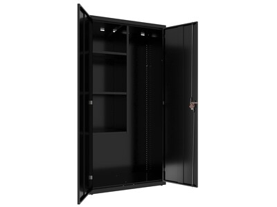 Hirsh 72" Steel Janitorial Storage Cabinet with 3 Shelves, Black (24033)