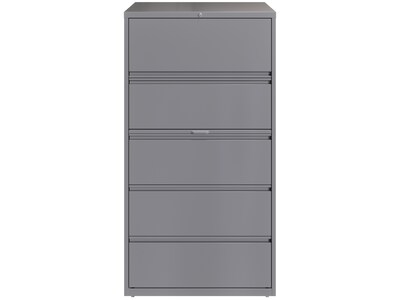 Hirsh HL10000 Series 5-Drawer Lateral File Cabinet, Locking, Letter/Legal, Arctic Silver, 36" (23747)