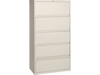 Hirsh HL10000 Series 5-Drawer Lateral File Cabinet, Locking, Letter/Legal, Putty, 36 (17901)