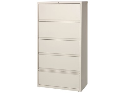 Hirsh HL10000 Series 5-Drawer Lateral File Cabinet, Locking, Letter/Legal, Putty, 36 (17901)