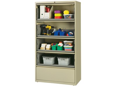 Hirsh HL10000 Series 5-Drawer Lateral File Cabinet, Locking, Letter/Legal, Putty, 36" (17901)